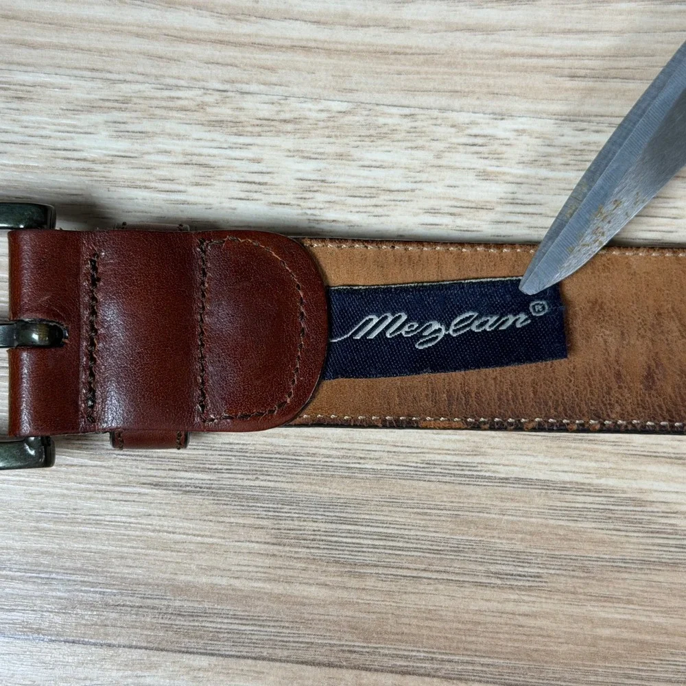 Mezlan Belt Mens 32 Brown Woven Leather Dress Belt Made in Spain M4929